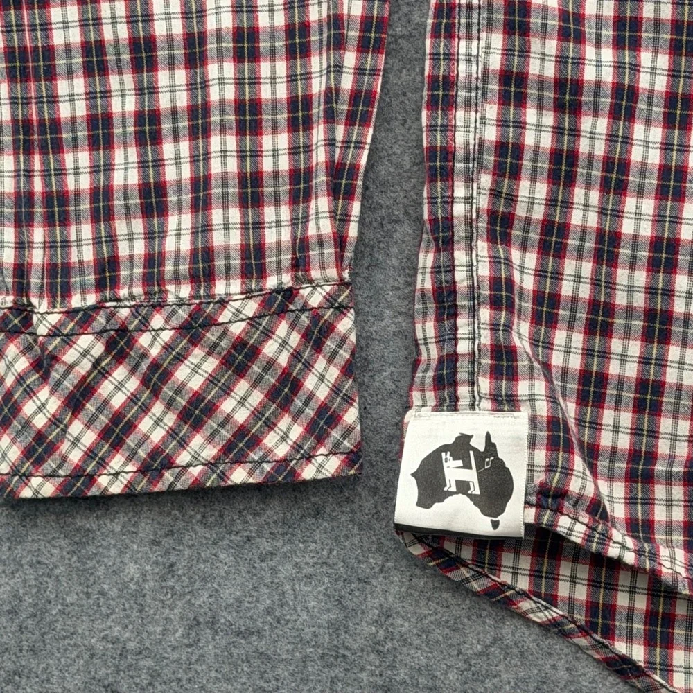 Mambo Men's XL Red Plaid Western Pearl Snap Long Sleeve Cotton Shirt Music